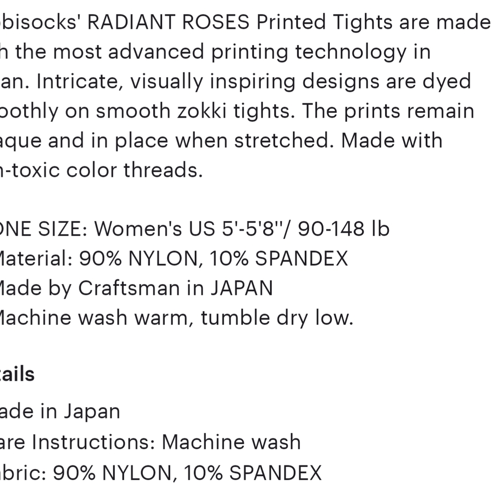 Floral Patterned Tights Made In Japan - Picture 3 of 3